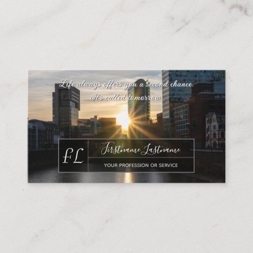 Positive motivational quote with beautiful sunrise business card