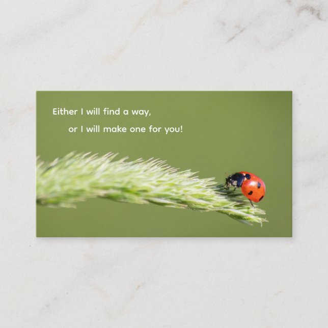 Positive motivational quote with little ladybug bu business card (Front)