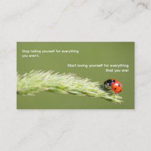 Positive motivational quote with little ladybug business card