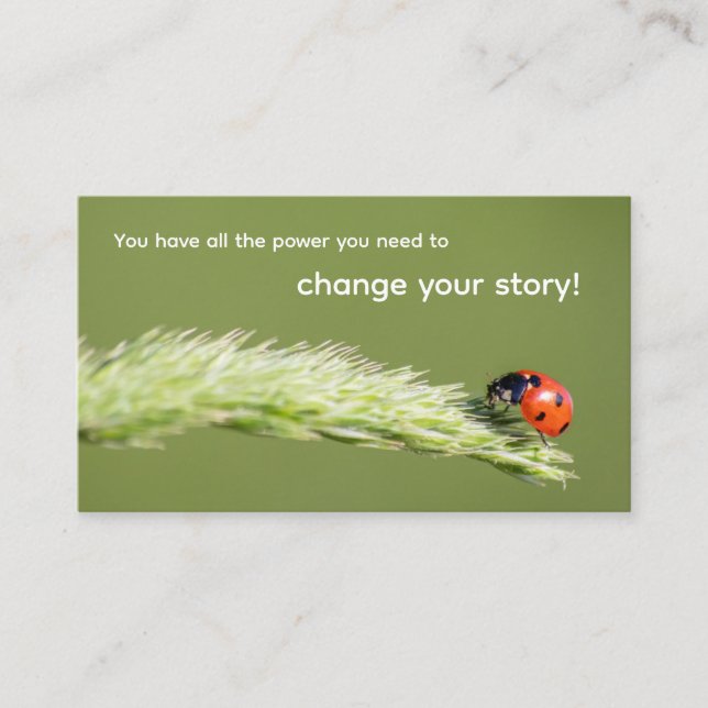 Positive motivational quote with little ladybug business card (Front)