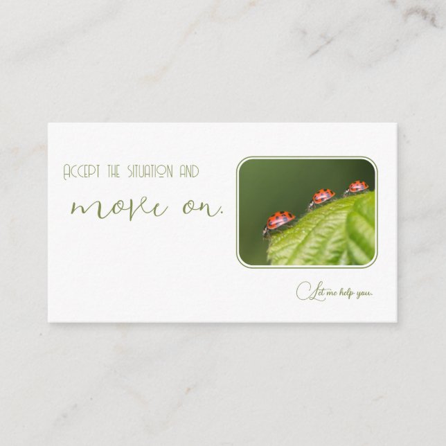 Positive motivational quote with little ladybugs business card (Front)