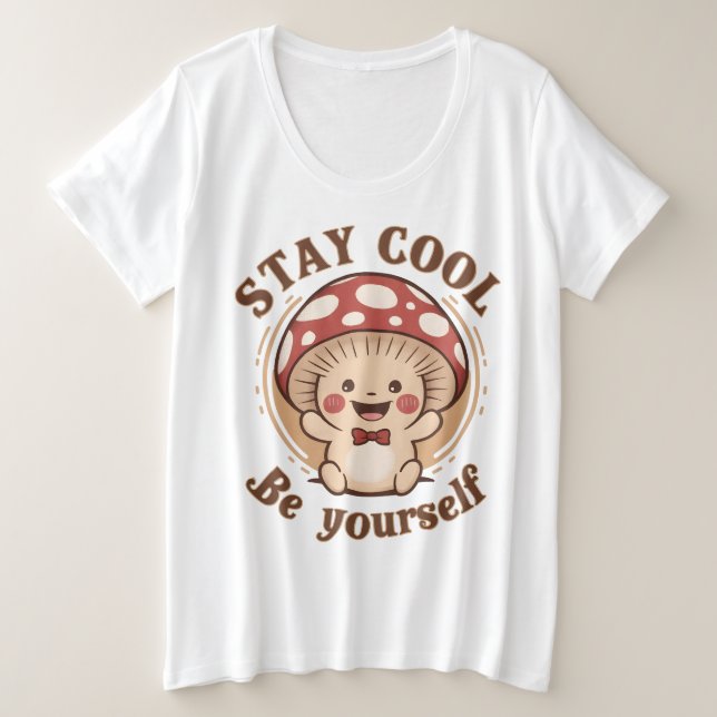 Positive Mushroom Plus Size T-Shirt (Design Front)