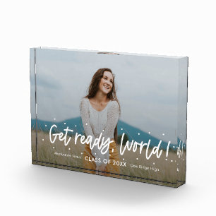 Positive Outlook Editable Color Graduation Acrylic Award