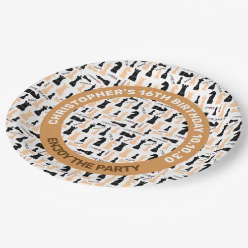 Positive Pattern Of Chessmen and Colorful Words Paper Plates
