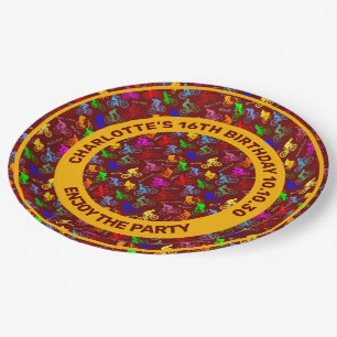 Positive Pattern Of Colorful Bicycle Riders Paper Plates