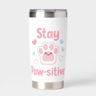 Positive Paw Print with Hearts Insulated Tumbler