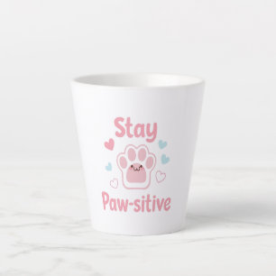 Positive Paw Print with Hearts Latte Mug