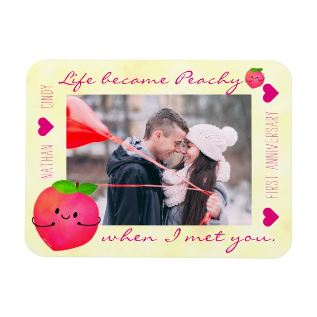 Positive Peach Pun - Peachy Magnet (Horizontal)