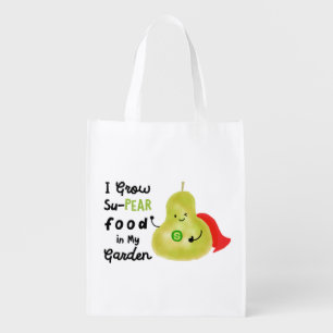 Positive Pear Pun - I Grow SuPear Food Grocery Bag