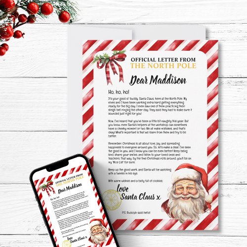 Positive Personalized Naughty Letter From Santa  Invitation