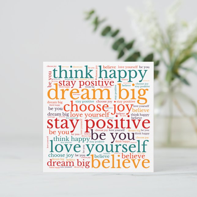 Positive Phrase WordArt Pattern Multicolor White (Standing Front)