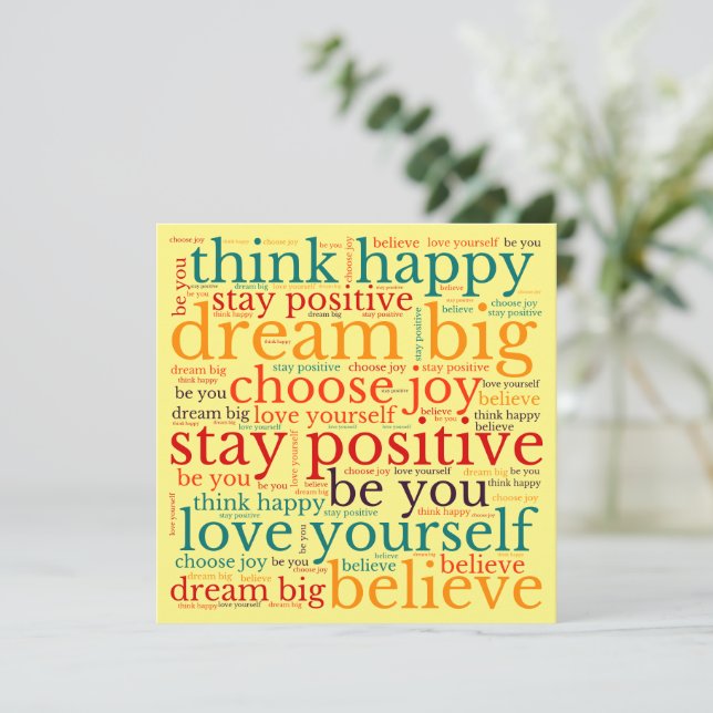 Positive Phrase WordArt Pattern Multicolor Yellow (Standing Front)