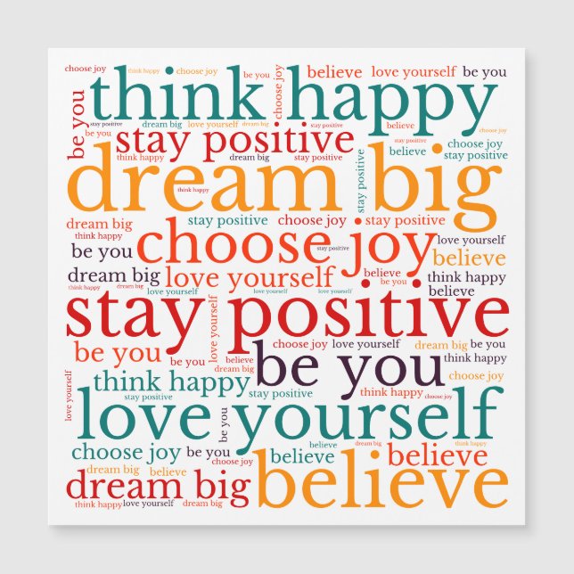 Positive Phrases WordArt Pattern Multicolor White (Front)