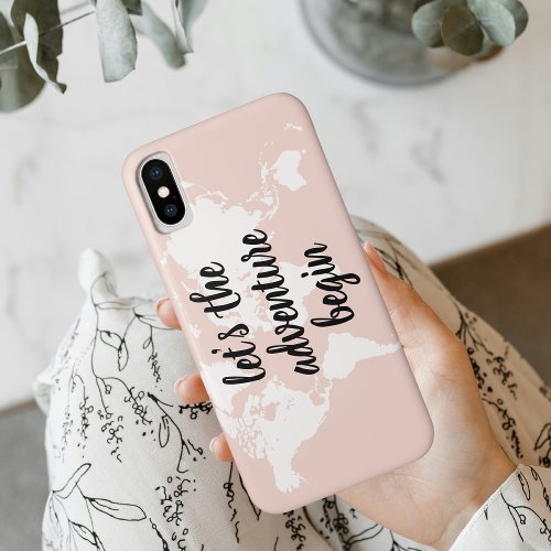 Positive Pink Lets The Adventure Begin World Map  iPhone XS Case