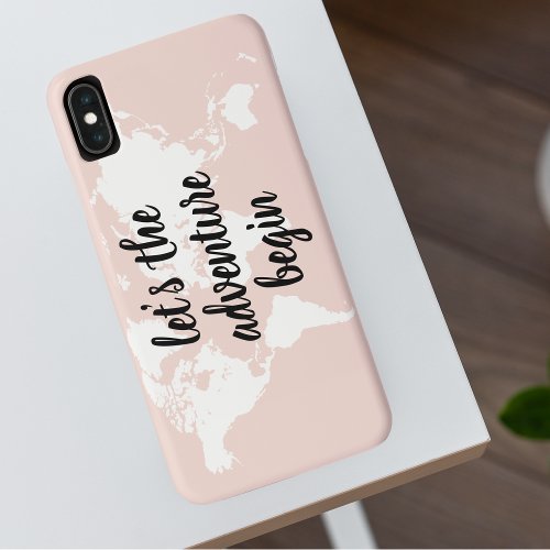 Positive Pink Lets The Adventure Begin World Map  iPhone XS Max Case