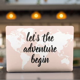 Positive Pink Let&#39;s The Adventure Begin World Map  HP Laptop Skin
