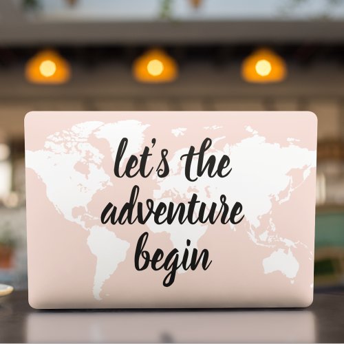 Positive Pink Lets The Adventure Begin World Map  HP Laptop Skin