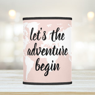 Positive Pink Let's The Adventure Begin World Map  Lamp Shade