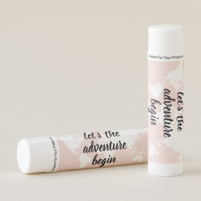 Positive Pink Let's The Adventure Begin World Map  Lip Balm (Front)