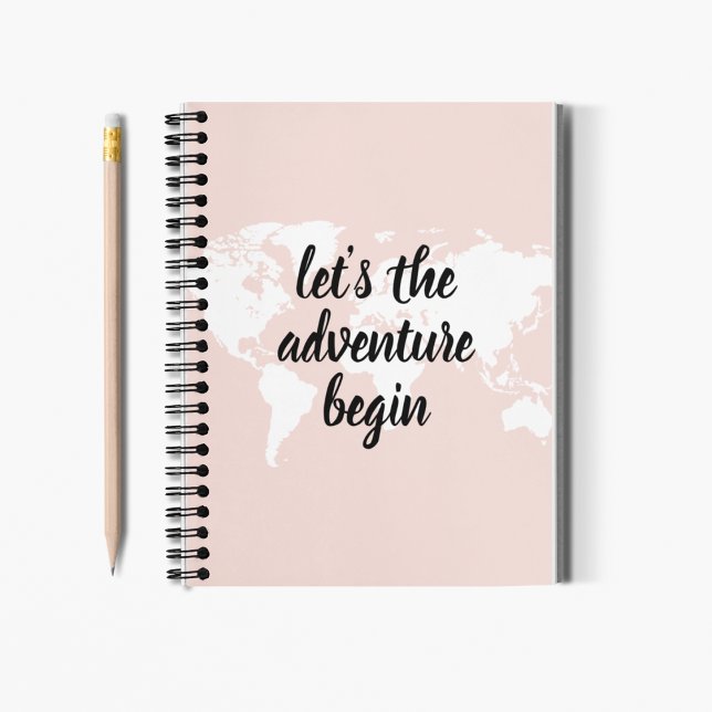 Positive Pink Let's The Adventure Begin World Map  Notebook (Creator Uploaded)