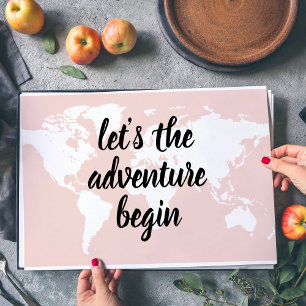 Positive Pink Let's The Adventure Begin World Map  Placemat
