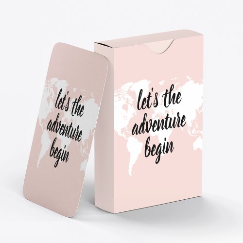 Positive Pink Lets The Adventure Begin World Map  Playing Cards