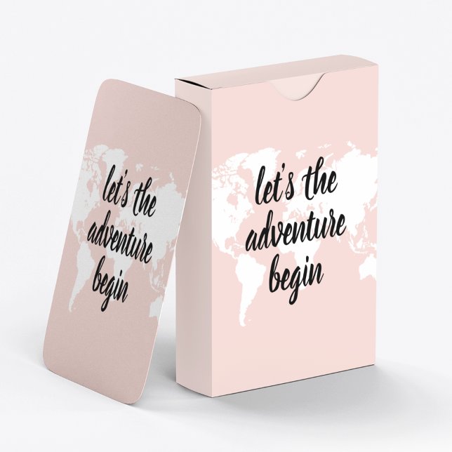 Positive Pink Let's The Adventure Begin World Map  Poker Cards (Creator Uploaded)