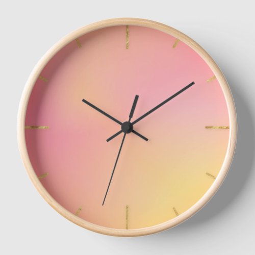 Positive Pink Peach Gradient Aesthetic  Clock