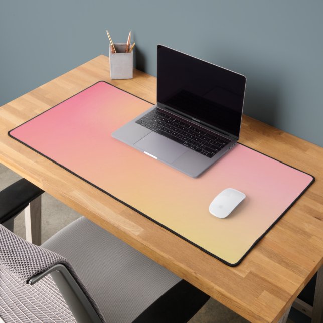 Positive Pink Peach Gradient Aesthetic  Desk Mat (Office 2)