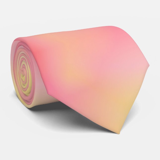 Positive Pink Peach Gradient Aesthetic  Neck Tie (Rolled)
