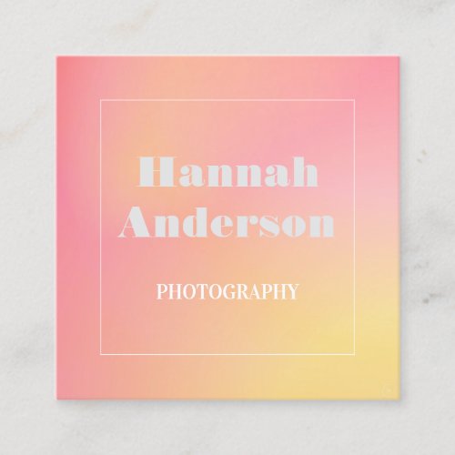 Positive Pink Peach Gradient Aesthetic  Square Business Card