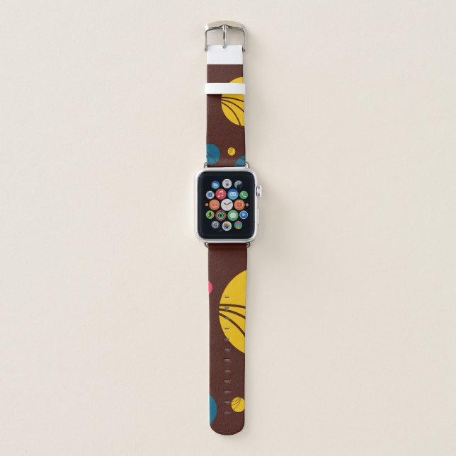 Positive, playful, happy, modern, cool circles art apple watch band (Front)