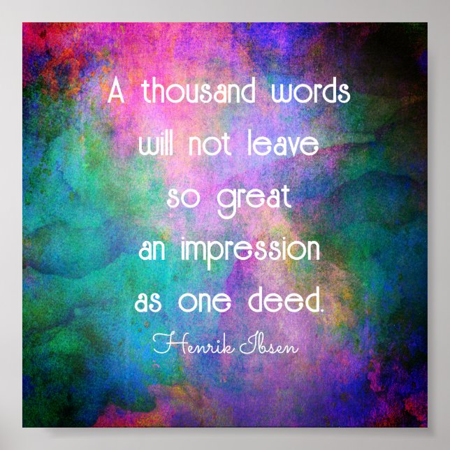 positive quote a thousand words turquoise & purple poster (Front)