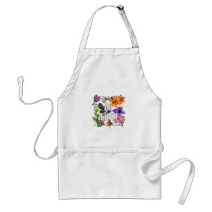 Positive quote Be Happy and garden flowers Adult Apron