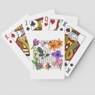 Positive quote Be Happy and garden flowers Poker Cards