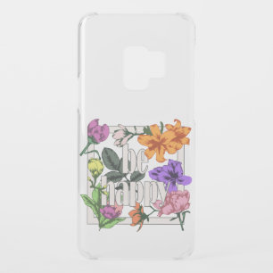 Positive quote Be Happy and garden flowers Uncommon Samsung Galaxy S9 Case
