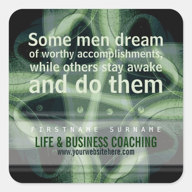 Positive Quote Coaching Business Square Sticker (Front)