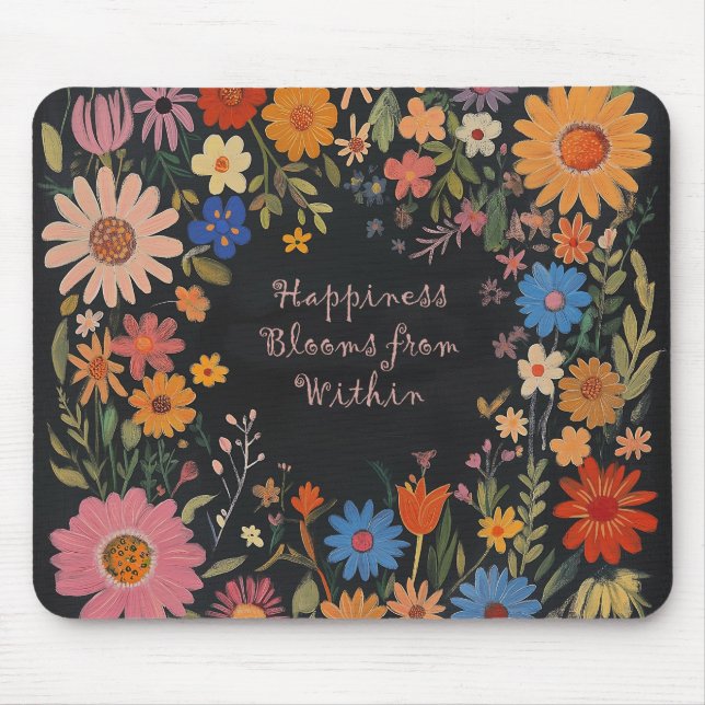 Positive Quote Mousepad - Floral (Front)