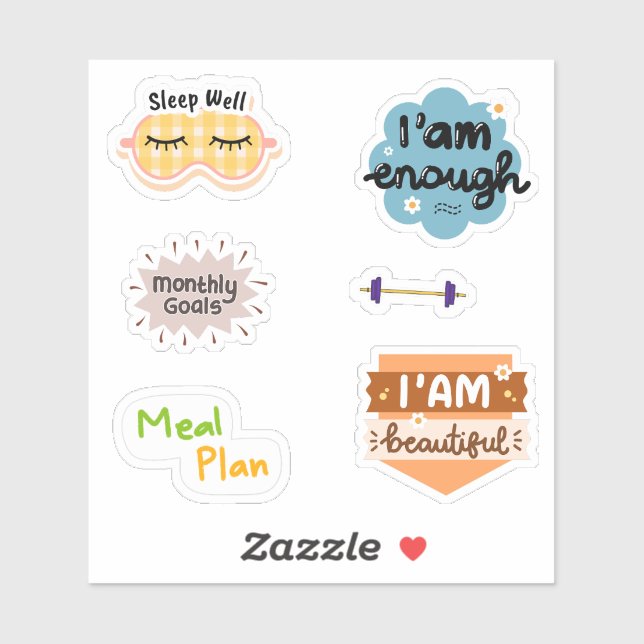 Positive quotes Colorful illustrations Scrapbook Sticker (Sheet)