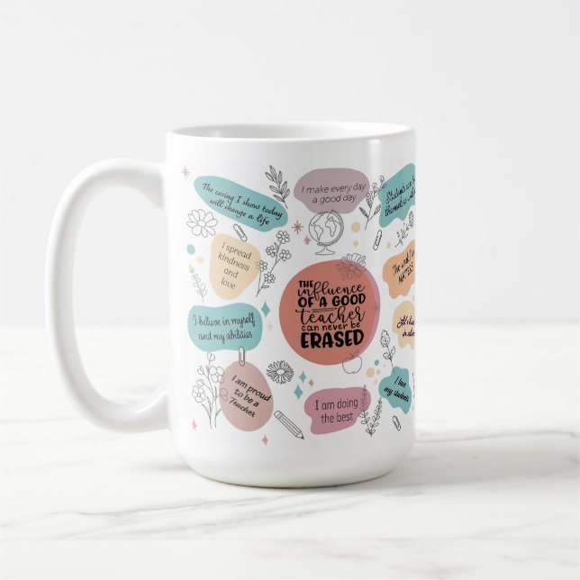 Positive Quotes Teacher Mug Gift, Inspirational  (Left)