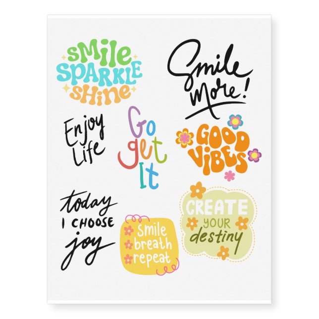 Positive Quotes  Temporary Tattoos (Front)