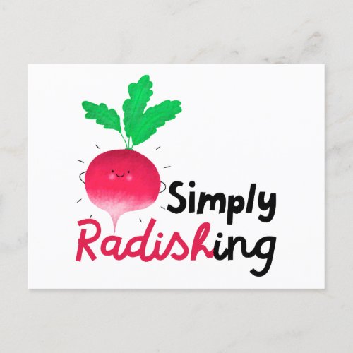 Positive Radish Pun _ Simply Radishing Announcement Postcard