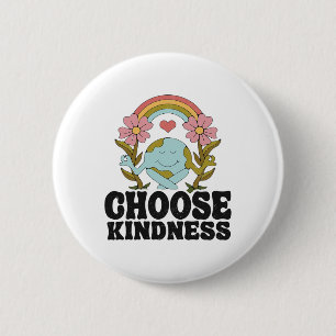 Positive Rainbow Peace Hippie Choose Kindness Eart Button