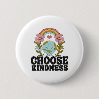 Positive Rainbow Peace Hippie Choose Kindness Eart Button