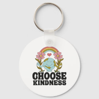 Positive Rainbow Peace Hippie Choose Kindness Eart Keychain
