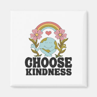 Positive Rainbow Peace Hippie Choose Kindness Eart Magnet