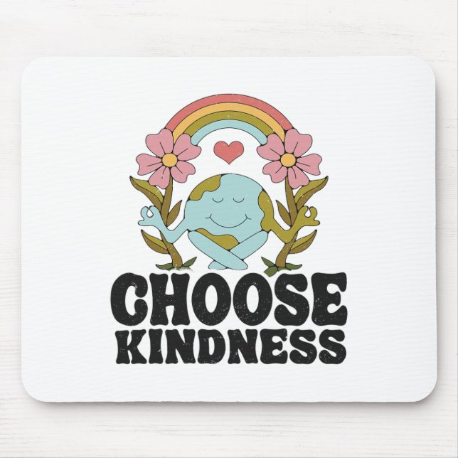 Positive Rainbow Peace Hippie Choose Kindness Eart Mouse Pad (Front)
