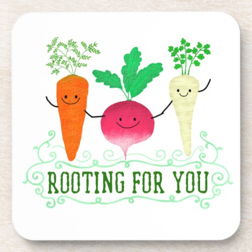 Positive Root Pun _ Rooting for you Beverage Coaster