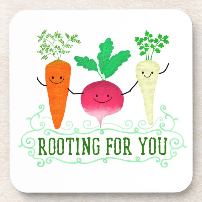 Positive Root Pun - Rooting for you Beverage Coaster (Front)