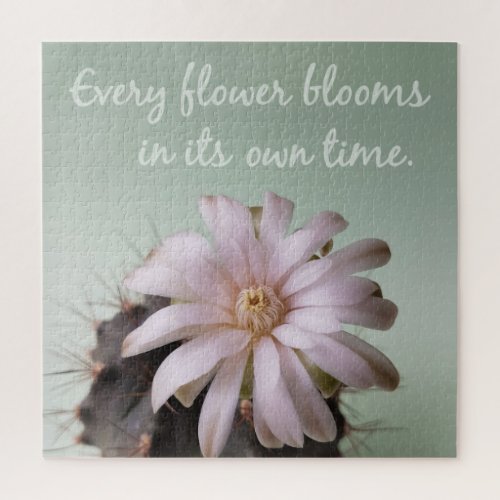 Positive Saying with Cactus Flower in Bloom Jigsaw Puzzle